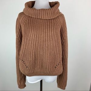 Moon & Madison Neutral Chunky Cowl Neck Sweater Medium